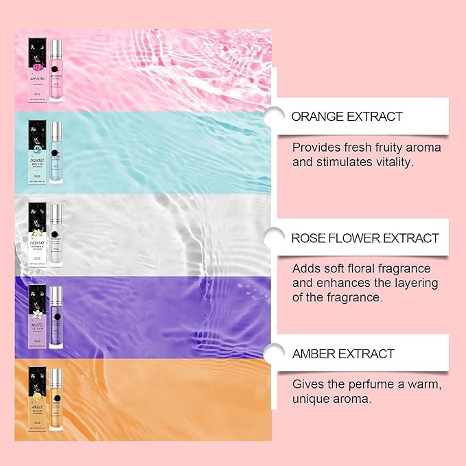 Orange Scented Roll-On Perfume - Natural Long-Lasting &amp Refreshing Fragrance For Daily Wear Couples Dates(3PCS)