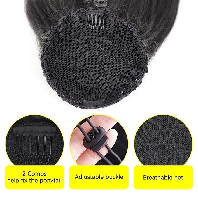 GSOUL Hair Bun Pieces for Women 18 Inch Synthetic Long Curly Wavy with Drawstring Bun Wig Ponytail Hair Extensions Women Accessories
