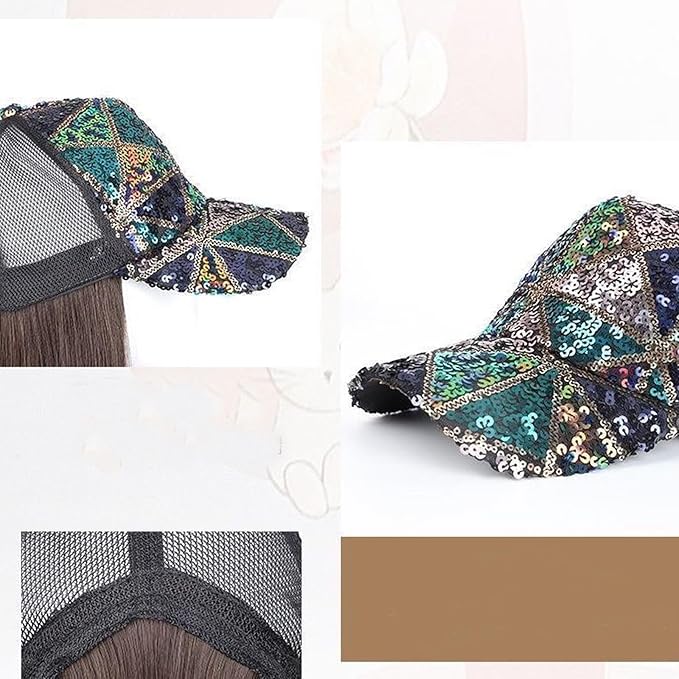 Women's Hat wig Duck Tongue hat collarbone Hair Straight hair inner Buckle wig Baseball Cap Sun Hat Wave Curly Hair