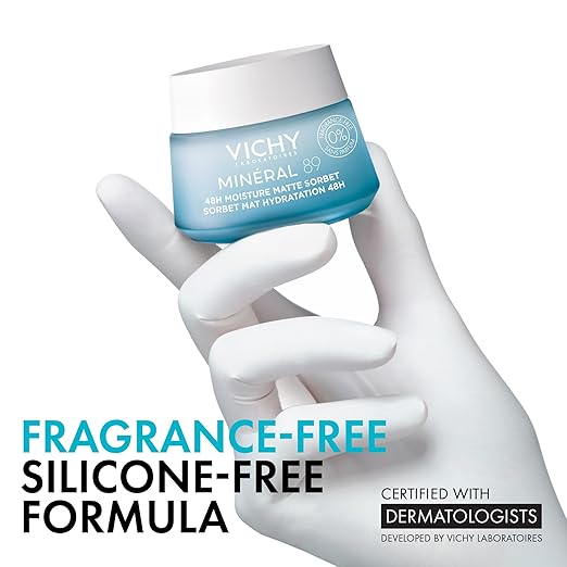 Vichy Mineral 89 Fragrance Free Cream Moisture Boosting Cream with Hyaluronic Acid Daily Face Moisturizer Available in 3 Formulas For All Skin Types Dry &amp Sensitive Skin &amp Mattifying for O