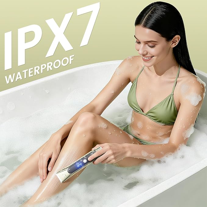 Bikini Trimmer for Women 2-in-1 Electric Razor with Dual Heads Ceramic Blade Waterproof &amp Rechargeable Painless Pubic Hair Shaver for Bikini Underarm Legs Face - MossGreen