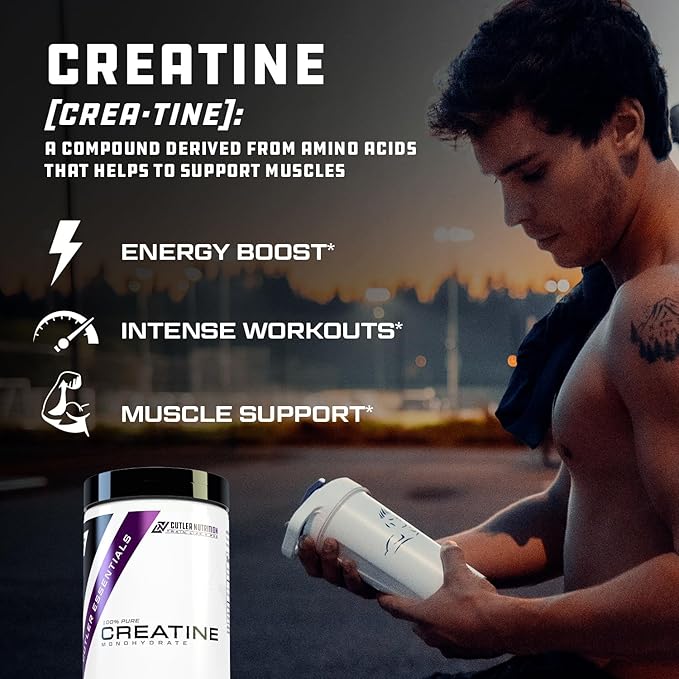 Cutler Nutrition Pure Creatine Monohydrate - 5g Per Serving - Premium Muscle Builder Enhances Strength Performance &amp Recovery - Unflavored for Easy Mixing (100 Servings)