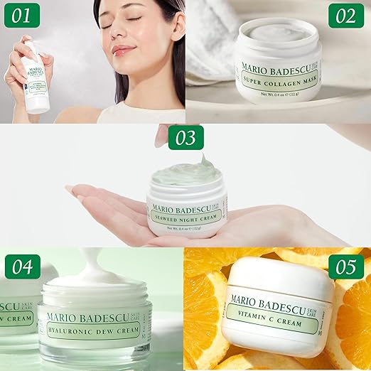A Little Bit of Mario 10-Piece Skincare Kit ? Vitamin C Serum Glycolic Acid Toner Hyaluronic Dew Cream Collagen Mask HOCI Spray &amp Cleanser ? Brightening Anti-Aging &amp Hydration ? Travel &a