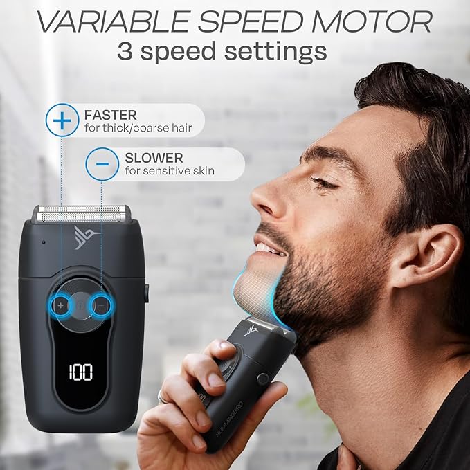 HUMMINGBIRD MK2 Compact Foil Shaver ? No Nick No Cut No Razor Burn Face Shaver for Men Portable USB C Rechargeable Dual Foil Flex Head Electric Razor LED Display Travel Head &amp Facial Groomer