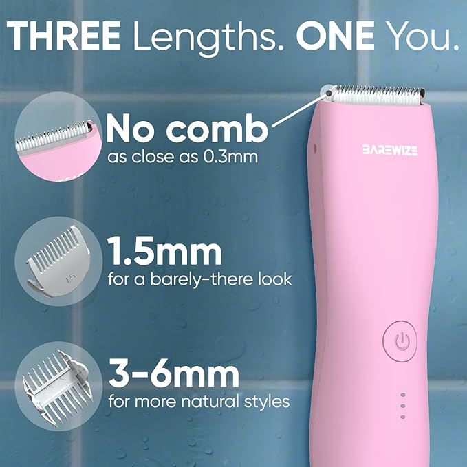 Bikini Trimmer for Women Pubic Hair Trimmer | Waterproof USB-C Rechargeable LED Light Replaceable Blade | Electric Razors for Women Electric Lady Shaver (Rose)