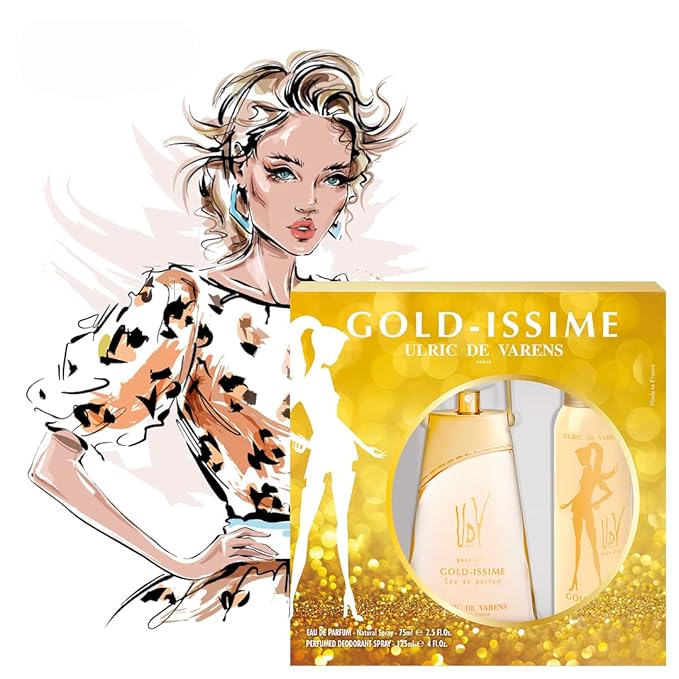 Udv Gold Issime By Ulric De Varens For Women. Set-eau De Parfum 2.5 OZ &amp Deodorant Spray 4 OZ