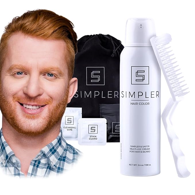 Simpler Hair Color for Men Kit for Full Gray Coverage - Ginger Men?™s Hair Dye - Easy Hair or Beard Dye for 100% Gray Coverage - Ammonia Free Hair Color Beard Coloring for Men