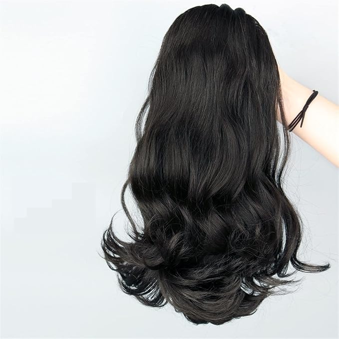 GSOUL Hair Bun Pieces for Women 18 Inch Synthetic Long Curly Wavy with Drawstring Bun Wig Ponytail Hair Extensions Women Accessories