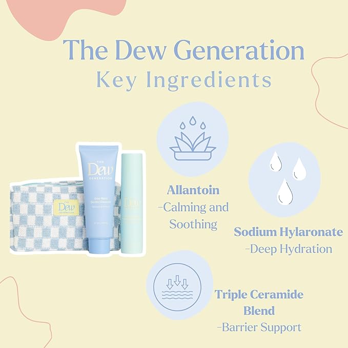 Dew-O Kit Kids Skin Care Set with Cleanser &amp Moisturizer | Skincare for Kids Face Wash + Travel Bag | Gentle Teen Skin Care
