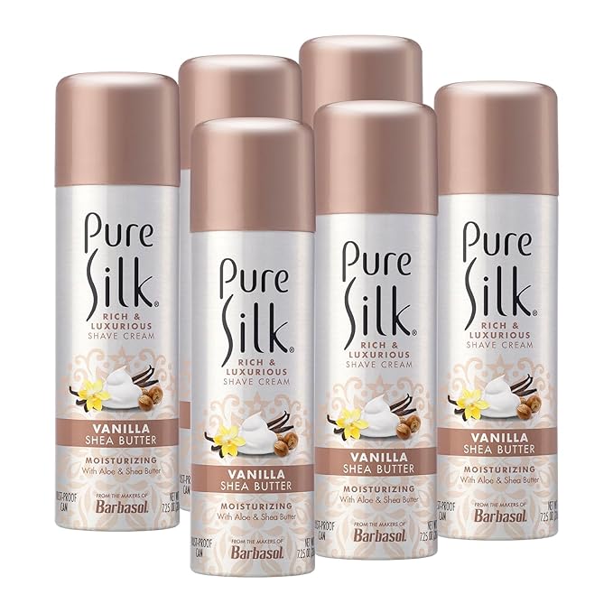 Pure Silk Vanilla Shea Butter Spa Therapy Shave Cream for Women 7.25 oz Pack of 6