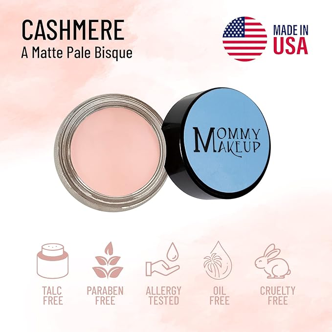 Mommy Makeup Any Wear Creme Eyeshadow - Waterproof Crease-Proof Long Lasting High Pigment Oil-free - Cream to Powder for Eyes Cheeks &amp Lips (Cashmere)