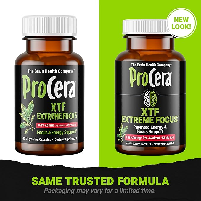 Procera XTF - Perfect Study Aid - Immediate Results - Improved Focus &amp Memory Retention - Increased Oxygen &amp Blood Flow - Mental Clarity - Energy Boost - Slow Cognitive Decline - 40 Count