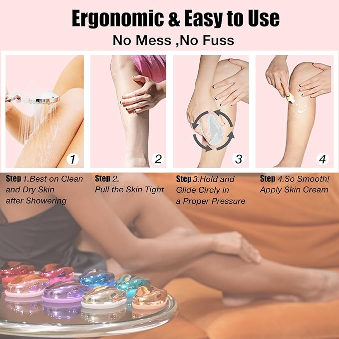 Crystal Hair EraserUpgraded Painless Crystal Hair RemoverEffective Nano Glass Hair Removal Device and Skin ExfoliationBody Epilator for Women and Men(Silver)