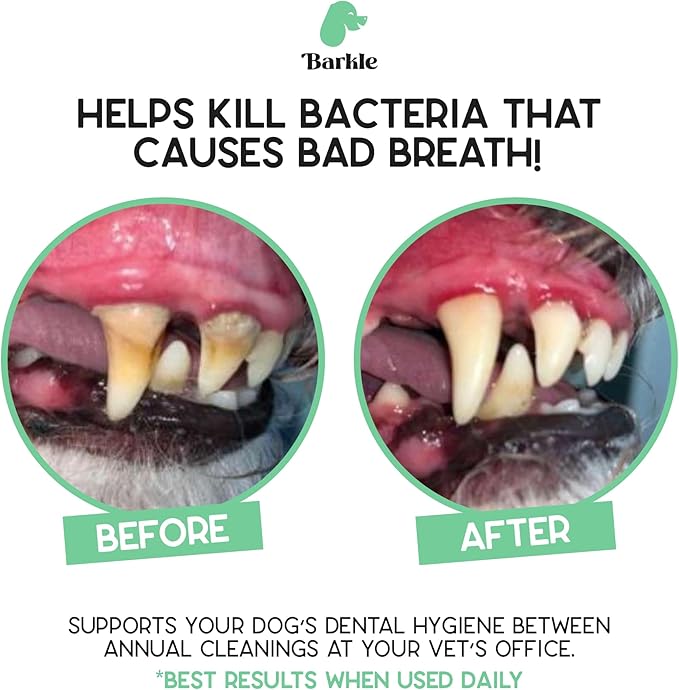Barkle Vet Approved Dog Teeth Cleaning Toothpaste &amp Tooth Brushing Kit | Eliminate Plaque Tartar &amp Bad Breath | Mint Dog Breath Freshener Gel | Puppy &amp Small Breed Safe | Free Finger Brus