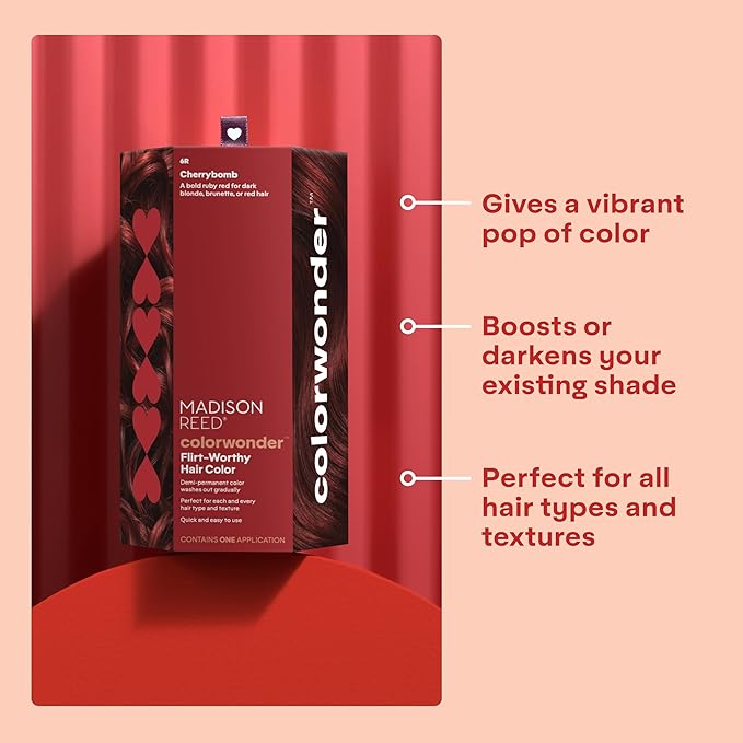Madison Reed colorwonder Demi-Permanent Hair Color Effortless At-Home Hair Dye Ammonia-Free Cruelty-Free CherryBomb (6R Medium Ruby Red) Pack of 1
