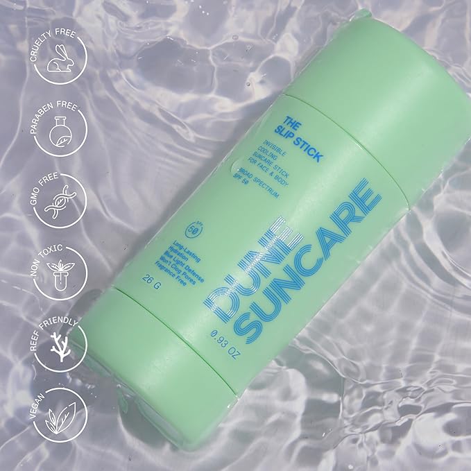 The Slip Stick SPF 50 Invisible Ultra Hydrating Cooling Sunscreen Stick ? Fragrance-Free Clean-Chemical Sunscreen for Face &amp Body ? Vegan Non-Greasy Non-Waxy &amp No White Cast