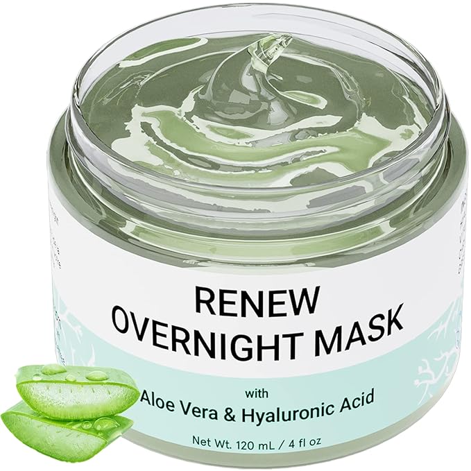 Doppeltree RENEW Overnight Face Mask with Aloe Vera Gel &amp Hyaluronic Acid Anti Aging Hydrating Facial Mask for All Skin Types Night Time Skin Care &amp Repair