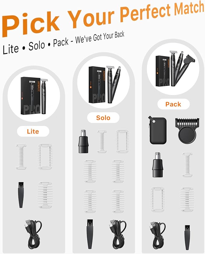 [2025 Upgraded] Beard &amp Nose Hair Trimmer Kit [All-in-One] 12 in 1 Rotating Comb Travel Body Hair Electric Shaver for Men USB-C Fast Charging Painless Razor Waterproof Wet/Dry Black(Pack)
