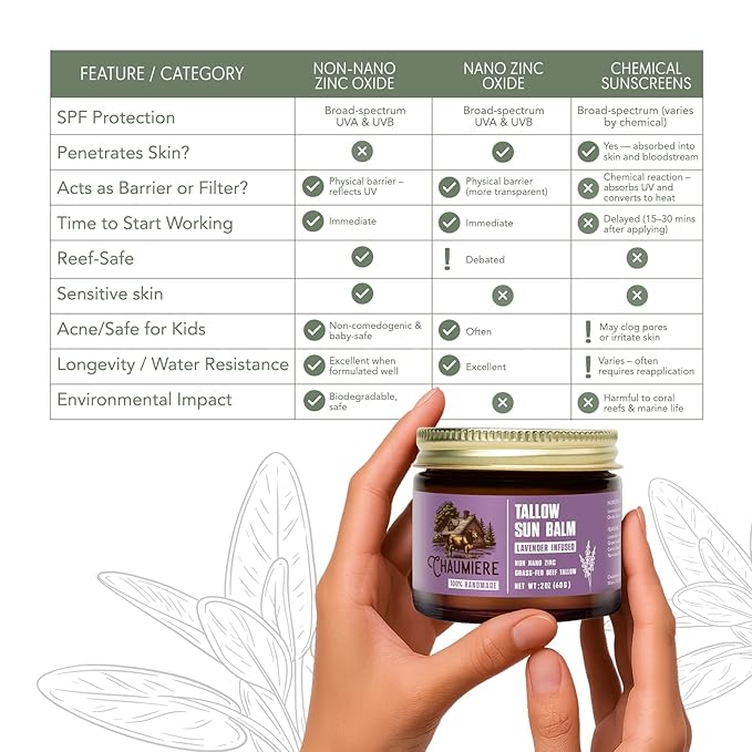 Lavender Tallow Sunscreen SPF 50 ? Grass-Fed Beef Tallow Balm with Carrot Seed Oil &amp Non-Nano Zinc ? Organic Face &amp Body Moisturizer Reef Safe Naturally Scented ? 2.5oz x 3 Made in USA