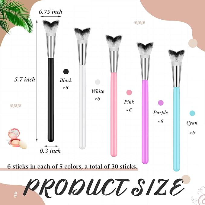 Mifoci 30 Pcs Curved Fluffy Lash Cleaning Brush Eyelash Extension Shampoo Brushes Swoop Eyelash Cleanser Brush Soft Makeup Removal Bath Tools for Home and Salon Use 5 Colors