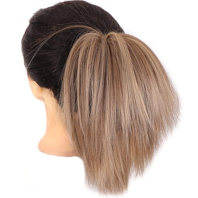 Hair Accessories 1 Pack Synthetic Messy Bun with Elastic Rubber Band Wig Straight Hair Ponytail Extensions Hair Bun for Women Hair Pieces For Women(12H24)