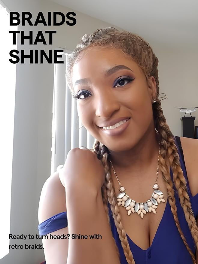 GORGIUS Brown Highlight Box Braid Wigs Pre Plucked Pre Braided Synthetic Lace Front Wig Handmade 4 Twisted Cornrow Braiding Wig For Women
