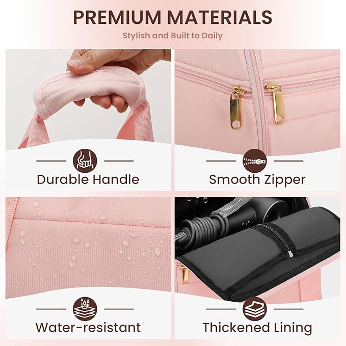 Wig Storage Bag Holds 3 Wigs Hair Tools Travel Bag Full-Open Breathable Organizer Case for Clips Hair Dryer Flat Curling Iron BrushesCosmetic Toiletry Tote Christmas Gift for Women Stylist