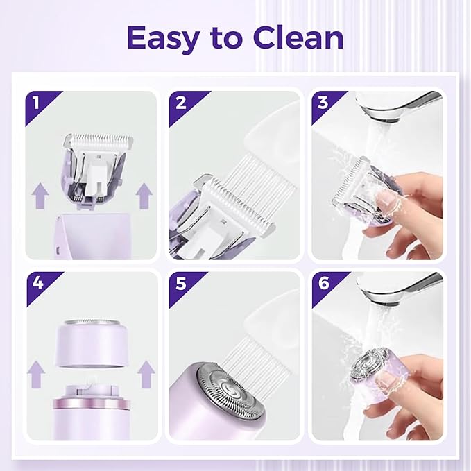 2025 New 2 in 1 Electric Shaver for Women 2 in 1 Double-Headed Waterproof Wet and Dry Dual Head Body Shaver Electric Trimmer for Women (Purple)