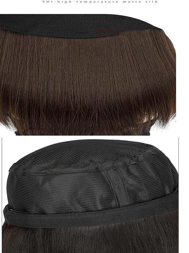 Women's baseball cap wig detachable duckbill cap collarbone wig fisherman's cap wig sun visor cap fake straight hair