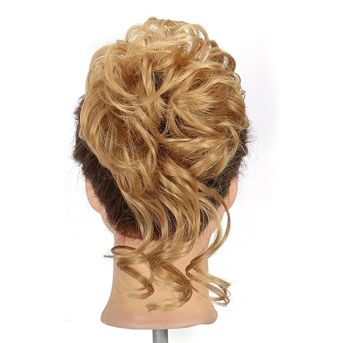 Hair Accessories Synthetic Bun Donut Bun Ponytail Hair Extensions Messy Blonde Curls with Elastic Rubber Band Wig Hair Bun for Women Hair Pieces For Women(27)