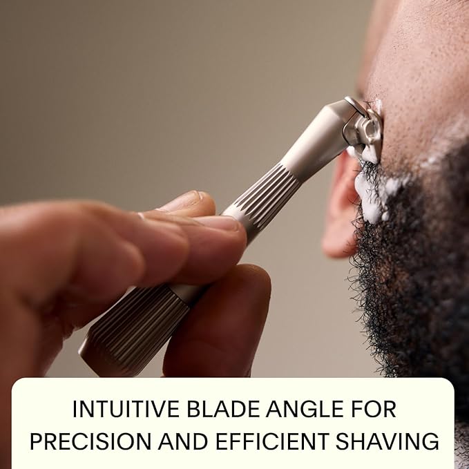 Leaf Shave | Leaf Twig Razor All-Metal Single Blade Razor for Men &amp Women Fixed Head with Magnetic Load Assist Includes 5 Stainless Steel Blades- Face Shaving Lighter Hair Sensitive Skin -Rose