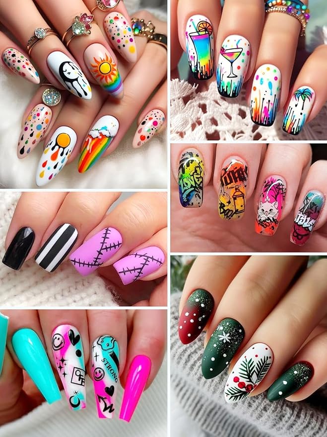 EBANKU 24 Colors Waterborne acrylic ink Nail Art Pens Set 0.7MM Nail Polish Pens Quick-Drying Acrylic Paint Pen Point Dotting Liner Pen Nail Drawing Painting Manicure Tools for 3D Salon Home Nail DIY
