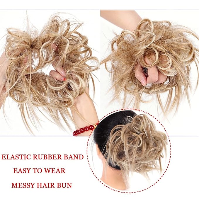 SONGCHAO Fake Hair Bun Messy Bun Hair Slice Ponytail Hair Extensions with Elastic Rubber Band Synthetic Fluffy Bun Women Wig Hair Bun Hair Accessories (Color : 008)