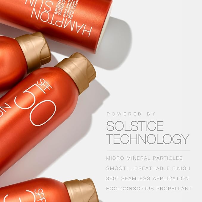 Hampton Sun SPF 30 Mineral Sunscreen Mist Sheer Lightweight Matte Finish Broad Spectrum Non-Nano Zinc Oxide Antioxidant-Rich Hydration with Hyaluronic Acid + Vitamin E Reef-Friendly