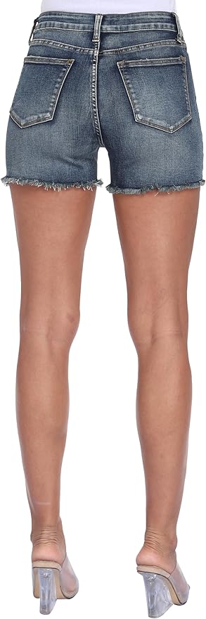 Mid Rise Denim Stretchy Jean Shorts for Women