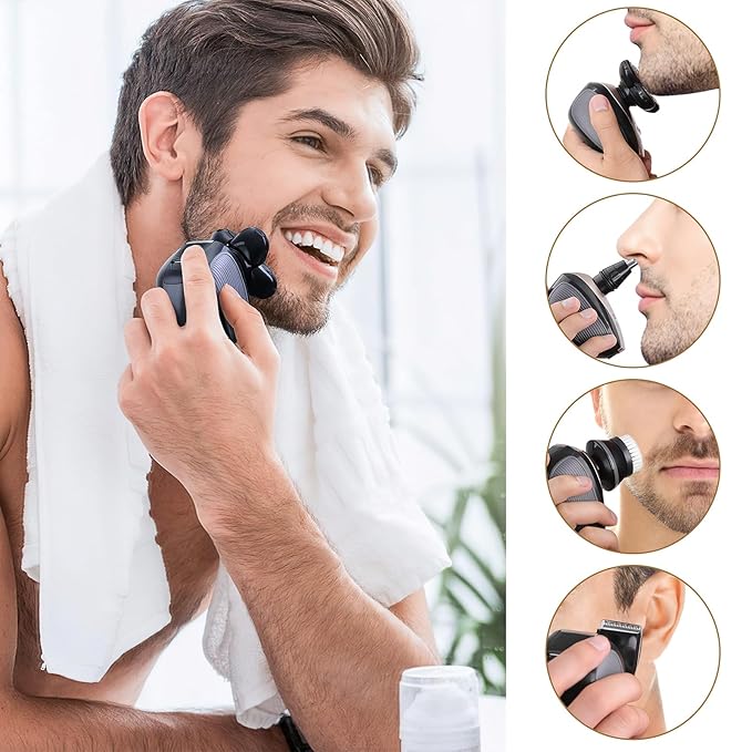 Bald Shavers for Men - Telfun Upgrade 5-in-1 Electric Head Shavers for Bald Men 100% Waterproof Cordless Razor Wet/Dry Shaving 5 Dual Track Heads Mess-Free Hair Capture