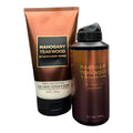 Men's Collection MAHOGANY TEAKWOOD 2-Piece Mens Gift Set 2-In-1 Body Scrub Wash &amp Body Spray Cologne Mist For Bath and Body