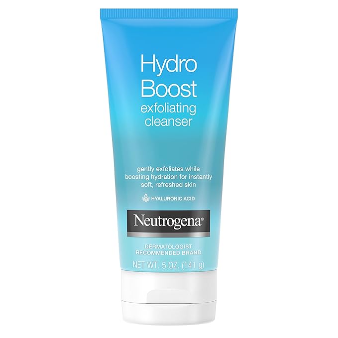 Neutrogena Hydro Boost Gentle Exfoliating Daily Facial Cleanser with Hyaluronic Acid Clinically Proven to Increase Skin's Hydration Level Non-Comedogenic Oil- Soap- &amp Paraben-Free 5 Oz 3 Pack