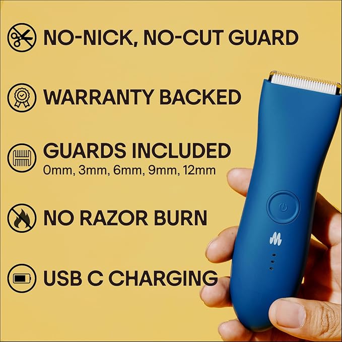 MERIDIAN The Trimmer Premium - Body Hair Trimmer &amp Electric Shaver for Men and Women for Pubic Hair Chest Legs &amp Bikini Line Waterproof &amp Rechargeable Ocean
