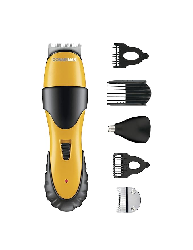 ConairMAN All-in-One Beard Trimmer for Men for Face Nose and Ear Hair Trimmer6 piece Men's Grooming Kit Cordless/Rechargeable