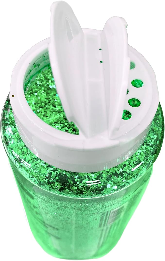 BAZIC Products Glitter Shaker 1 LB Green Color Sparkling Powder in Large Jar for Slime Paints Crafts Nail Art Polish Skin Halloween Party 1-Pack