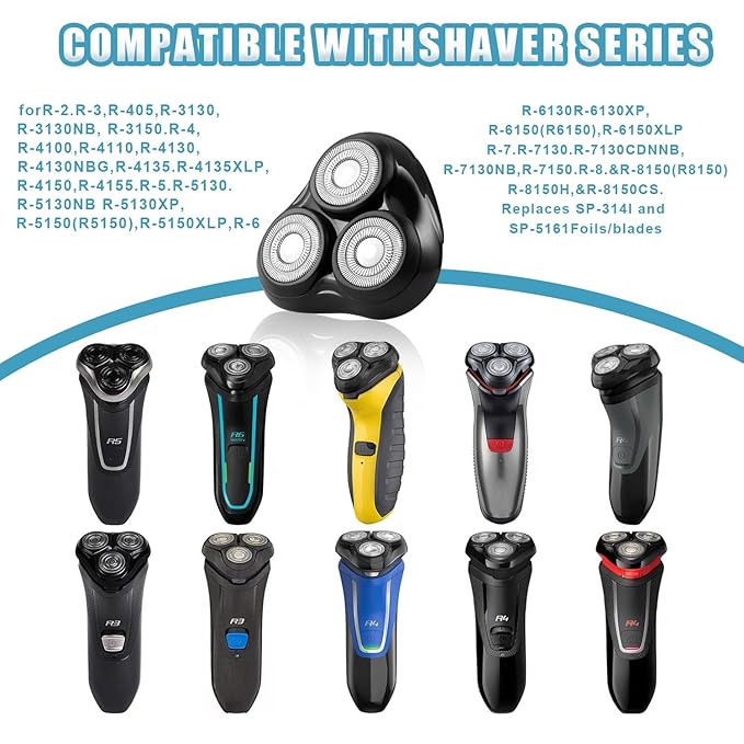 Universal Rotary Shaver Replacement Head Compatible with Remington Shaver Razor Parts for Series R3R4R5R6R7R8SP-3141 and SP-5161 Foils (Black/1Pack)