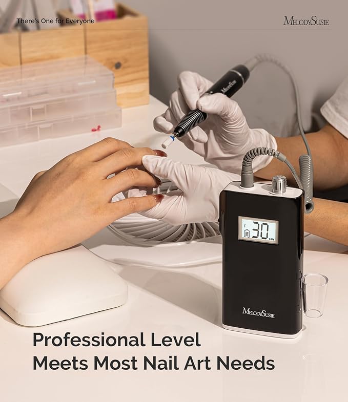 MelodySusie Entry-Level Clip-On Cordless Nail Drill SC320H 30000RPM Popular Classic E-File with LCD Display for Manicure Shaping &amp Gel Removal Perfect for Training Nail Art Practice &amp Home