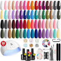 MEFA 32 Colors Gel Nail Polish Kit with U V Light 54 Pcs Nude Pink Popular Gel Nail Polish Starters Set Essential Manicure Tools Nails Art Decorations DIY Gifts