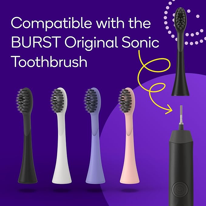 BURST Genuine Replacement Heads for Original Sonic Electric Toothbrush (Black/3 Pack) | Ultra Soft Bristles for a Deep Clean | Stain &amp Plaque Removal