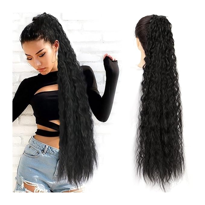 Hair Accessories 1 Pack Long Corn Wave Ponytail Lengthening Synthetic Natural with Drawstring Hairpin Ponytail Extension Women Wigs Hair Pieces For Women(00932inches)