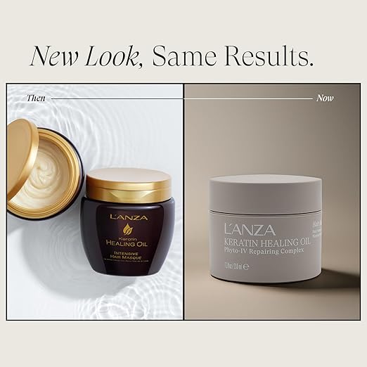 L'ANZA Keratin Healing Oil Intensive Hair Masque Deep Conditioning Mask Restores Moisture Repairs Damage Improves Elasticity Softness &amp Shine Color Safe Anti-Humidity Sulfate Free (7.1 Fl Oz