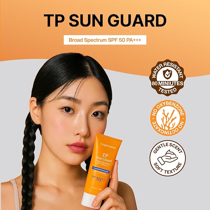 OxygenCeuticals TP Sun Guard - SPF 50+ Reef-Friendly Oxybenzone &amp Octinoxate Free Lightweight &amp Hydrating Daily Sunscreen with Chamomile Scent No White Cast. 1.69 fl.oz (50ml)