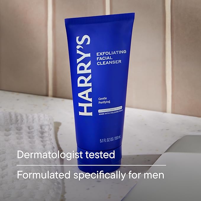 Harry's Exfoliating Face Wash for Men Gentle Facial Skin Care Products with Volcanic Rock Exfoliant Dermatologist Tested 5.1 Fl. Oz 3 Pack