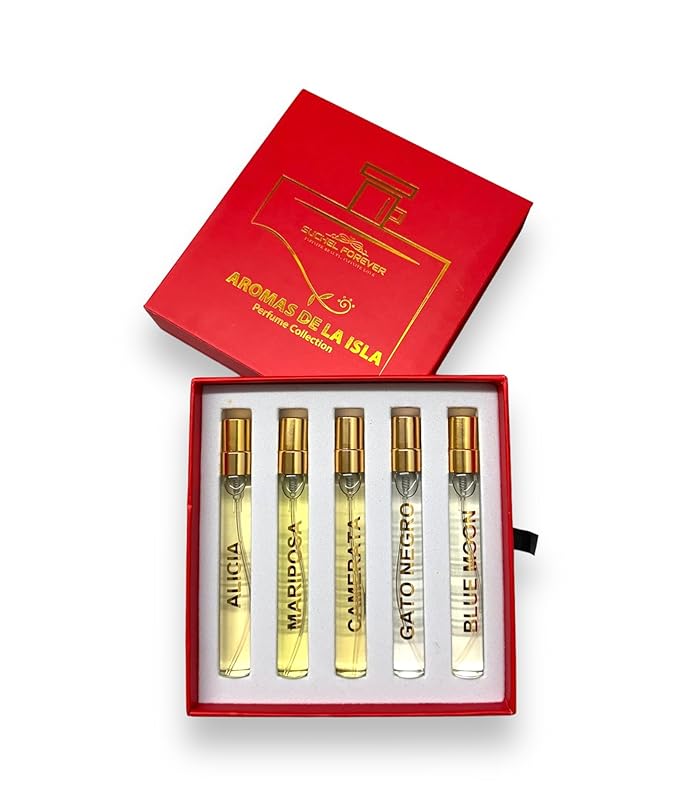 Merry Christmas Aromas de la Isla Gift Set for Women (Alicia+Mariposa+Camerata+Gato Negro+Blue Moon) + Teddy Bear Merry Christmas (peluche Feliz Navidad)